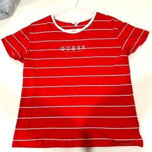 Guess Los Angeles Striped Red and White T-shirt